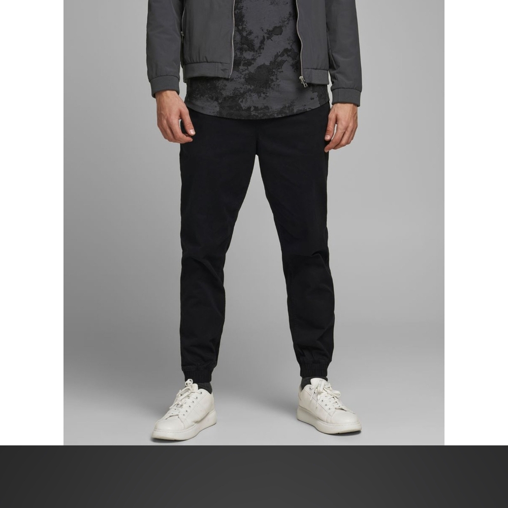NWT Jack And Jones Black Slim Fit Flex Jogger Pant Draw Strinng Waist Athletic M